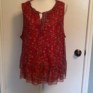 NWT Max Studio red floral sleeveless blouse. Size 2X